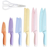 Hancorys Colorful Knife Set on white background for versatile kitchen prep.