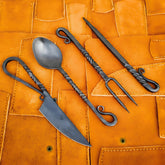 Hand Forged Medieval Cutlery Set fork for rugged Viking dining on the go