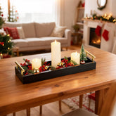 Hanobe rectangle tray with gold handles for elegant serving and display