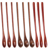 HANSGO 9Pcs wooden honey spoons set with long handles for precise stirring and serving.