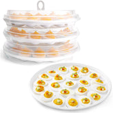 HANSGO deviled egg tray with lid, 22 cavities, ideal for party transport.