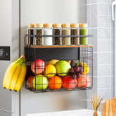 Haotao magnetic fridge shelf with wood lid keeps bottles stable and accessible