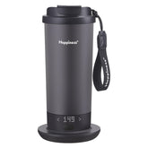 Happiness self-heating mug front view showing 20oz capacity and sleek design for on the go warmth