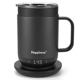Happiness smart heated coffee mug 16oz with precise temperature control.