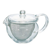 Hario ChaCha Maru teapot top view shows clear heatproof glass for precise brewing.