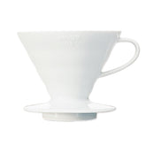 Hario V60 ceramic coffee dripper 01 white top view highlights precise pour control for even extraction