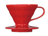 Hario V60 ceramic dripper in red for even pour-over extraction and full flavor
