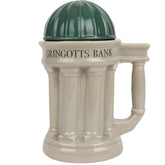 Harry Potter Gringotts Bank Mug 30oz with lid keeps drinks hot and spill free.