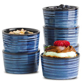 Hasense blue porcelain ramekin 6oz for baking and dessert servings; durable and non-porous.
