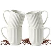 Hasense coffee mugs set with ribbed white finish for an elegant daily ritual.