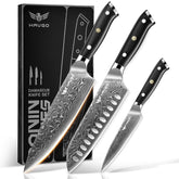 Haugo Damascus Knife Set Ronin Series in a premium gift box for gifting