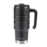HAUSHOF 24 oz travel mug in stainless steel keeps drinks hot or cold.