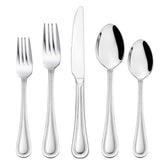 HaWare pearled-edge flatware set on a dining table, mirror polished for everyday dining.