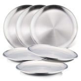 HaWare six-piece 18/8 stainless steel plates for kids, durable daily use.