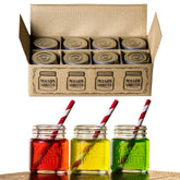 Hayley Cherie small mason shot glasses with lids; 8-pack for stylish home bar serving