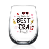 HAYOOU May This Be Your Best Era wine glass front design highlights bold typography for fans.