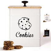 HB Design Co. cookie jar with airtight bamboo lid keeps cookies fresh on the counter.