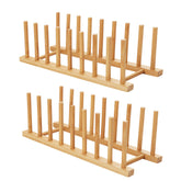 HBlife bamboo drying rack for plates and lids improving air drying