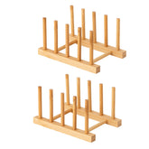 HBlife bamboo dish rack drying stand keeps plates and lids air-drying efficiently.