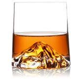 HCYCFY mountain-design whiskey glass close-up highlighting the unique ridge for a refined tasting.