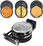 Health and Home 3-in-1 waffle maker with rotating base for even cooking.
