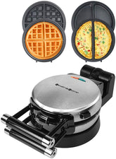 Health and Home 360-degree rotating waffle maker front view showing even browning