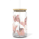 Heather & Willow butterfly 16oz jar cup ideal for iced coffee on the go.