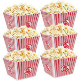 Hedume popcorn containers square 9in, red and white stripes, reusable for movie nights