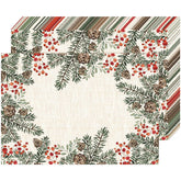 Heentan Christmas placemats with white pine design for festive tables and easy cleanup.