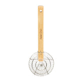 Helen's Asian Kitchen Spider Strainer 5-Inch with bamboo handle catches dumplings and noodles with precision.