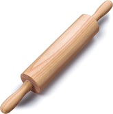 HELFERX wooden rolling pin in 17.6-inch length for even dough thickness.