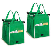 Helishy two-pack bags clipped to a cart for quick grocery runs.