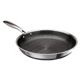 Hell's Kitchen Hybrid 11in fry pan top view shows quick heating and sturdy construction.