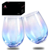 HELLWANG wine glasses set of 2 iridescent 20oz shine for red or white wine