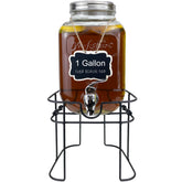 HENABLE 1-gallon glass drink dispenser with stand ready for parties