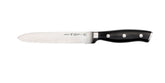 HENCKELS Forged Accent 5-inch serrated utility knife blade designed for precise tomato slicing.