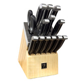 Henckels International Statement 14-piece self-sharpening block front for organized kitchen knives.