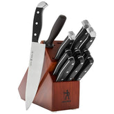 Henckels Premium knife set in a dark brown block for organized kitchen prep.