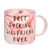 Hendson pink mug with golden accents and heart design for elegant mornings.