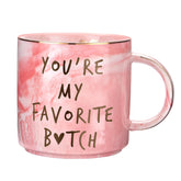 Hendson You're My Favorite pink marble mug, ideal for gifting besties.