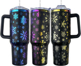 Heqianco 40oz Christmas tumbler with handle for easy grip on the go.