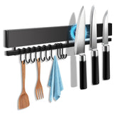 Hereof 16-inch magnetic knife strip on wall for quick, safe access.