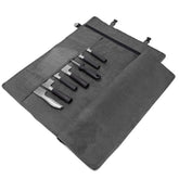 HERSENT knife roll bag opened with 11 pockets for organized kitchen tools.