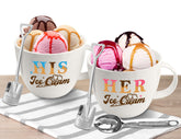 Hexagram his and hers ice cream bowls with waffle cone motif for shared desserts.
