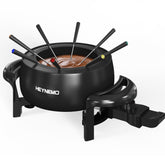HEYNEMO electric fondue pot front view with 3qt capacity for shared desserts.