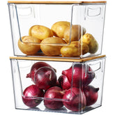 Heyuzb pantry organizers stackable bin front view for easy access to onions and potatoes