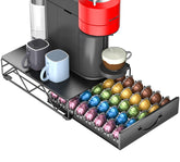 HFHOME pod holder drawer front view showing neatly organized Vertuo pods for easy flavor selection