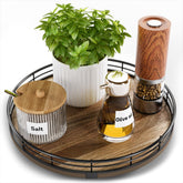 HGF Acacia Wood 10-inch Lazy Susan rotation showcasing smooth 360-degree access
