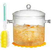 HHMJSM clear glass simmer pot with lid for easy monitoring while cooking