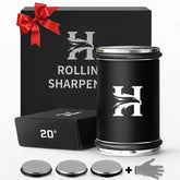 HIBWA rolling sharpener with wooden body for smooth blade maintenance.